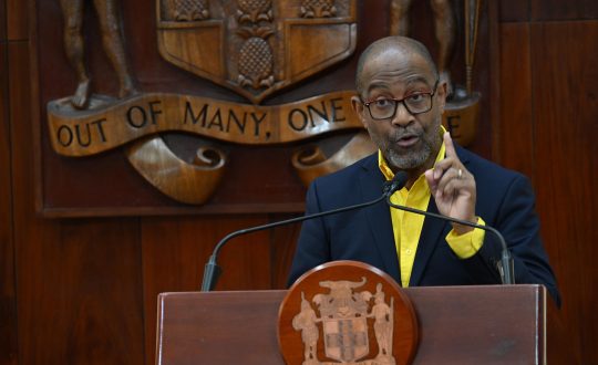 Director of the Meteorological Service of Jamaica, Evan Thompson, addressing Friday’s (Oct. 24) special press briefing at the Office of the Prime Minister.
