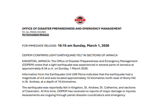 Press Release # March 1 Earthquake V1.2